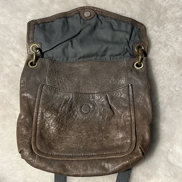 FOSSIL long live vintage grey brown olive distressed flap crossbody bag - Picture 6 of 15